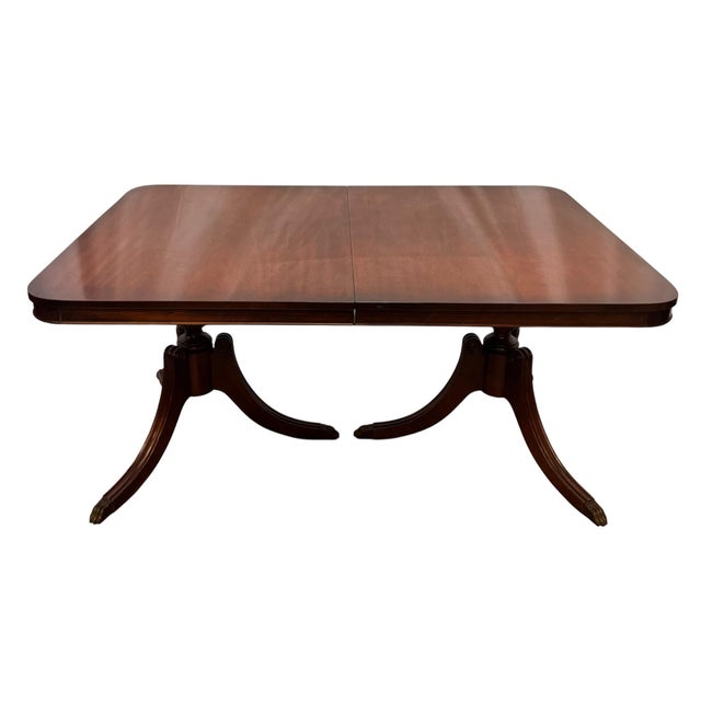 Sheraton Vintage Traditional Federal Style Mahogany Extension Dining Table For Sale - Image 4 of 12