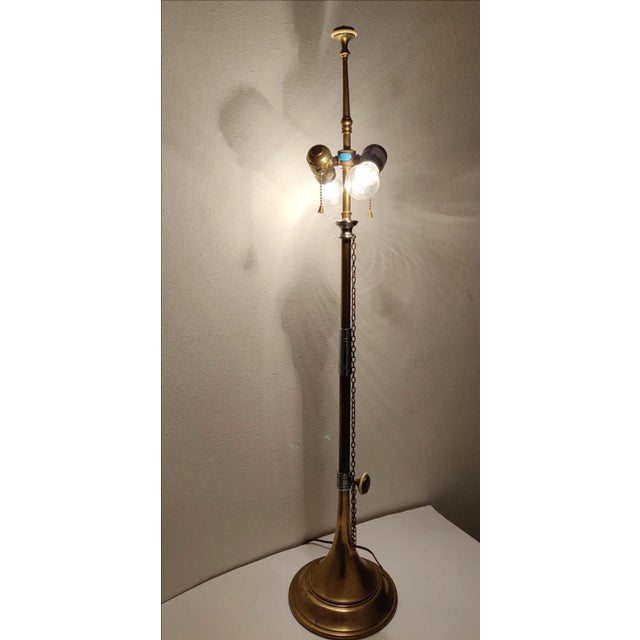 1986 Chapman Tall Brass Horn Shaped Lamp With Decorative Chain For Sale - Image 11 of 12
