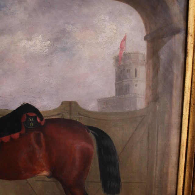 Wood English Equestrian Oil on Canvas, “a Prized Bay Stallion,” by John Barwick For Sale - Image 7 of 12