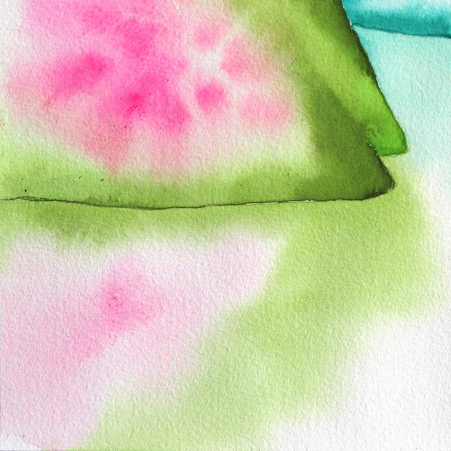 Rainbowland Inlet - Abstract Colorful Dreamy Landscape Watercolor Painting Original Artwork by Xiao Wen Xu For Sale - Image 4 of 7