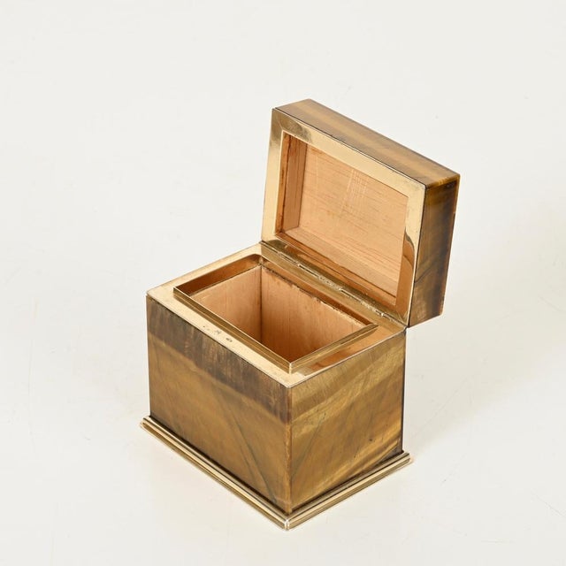 Tiger's Eye and Gilt 800 Silver Box from Gioielleria Mazzetti Milano, Italy, 1950s For Sale - Image 3 of 15
