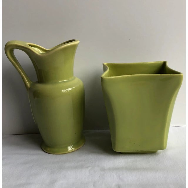 Four piece collection of vintage green pottery with two “USA” marks as well as one McCoy mark. The perfect opportunity for...