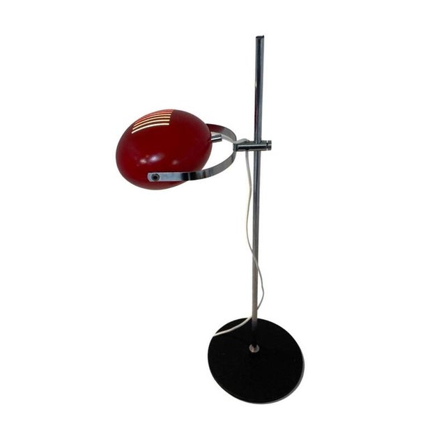 Space Age Table Lamp with Red Shade, Black Base and Chromed Upright from Herda For Sale - Image 10 of 10