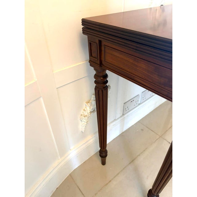 Late 18th Century George III Mahogany Reeded Legs Fold Over Top Hall Card Console Table by Gillows, 1780 For Sale - Image 5 of 13