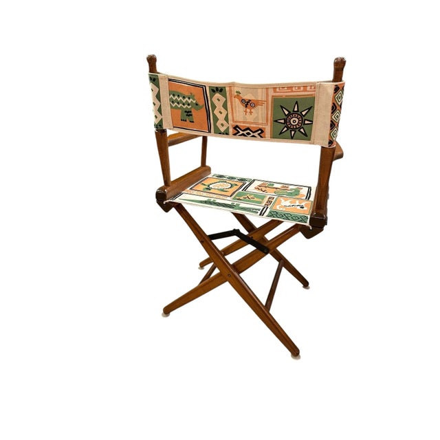 Walnut Directors Chair Folding New Canvas Textile Seat For Sale - Image 4 of 12