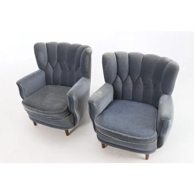 Wood Pair of Danish 1940s Mid-Size Low Back Club Chairs Style of Fritz Hansen For Sale - Image 7 of 8