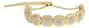 14k Yellow Gold Plated .925 Sterling 5/8 Cttw Diamond Composite Cushion Frame 4���-10��� Adjustable Bolo Bracelet (G-H Color, I1-I2 Clarity)