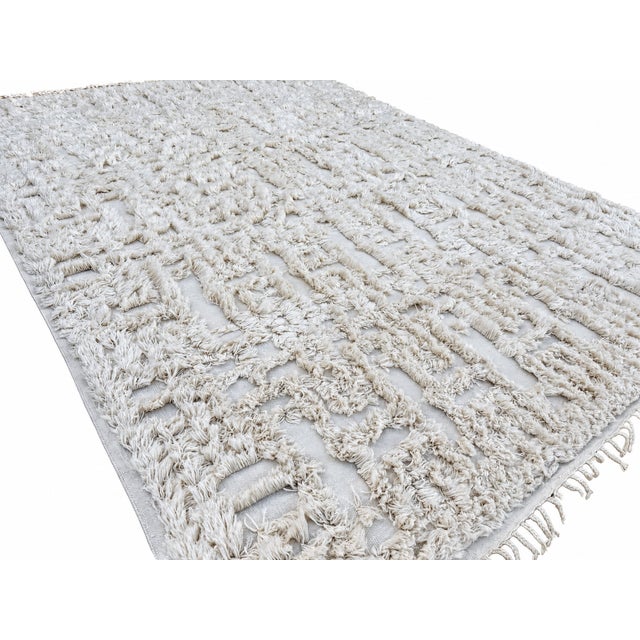 Textile Rh Cabila Wool Rug – 9' × 12' Ivory | 87% Wool & 13% Cotton | Hand-Knotted High-Low Construction For Sale - Image 7 of 18