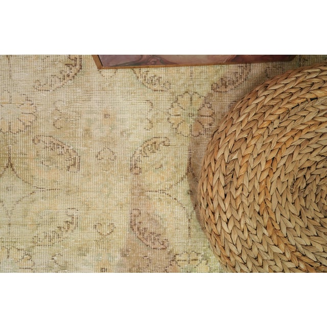 1970s Vintage Turkish Handmade Wool Cotton Beige Area Rug For Sale - Image 10 of 12