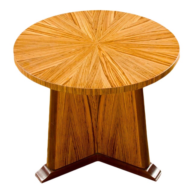 Contemporary Round Zebra Wood Side Table Chairish