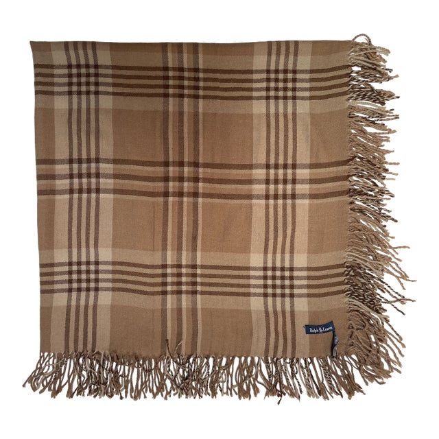 1990s Ralph Lauren Scottish Wool Plaid Throw or Shawl For Sale