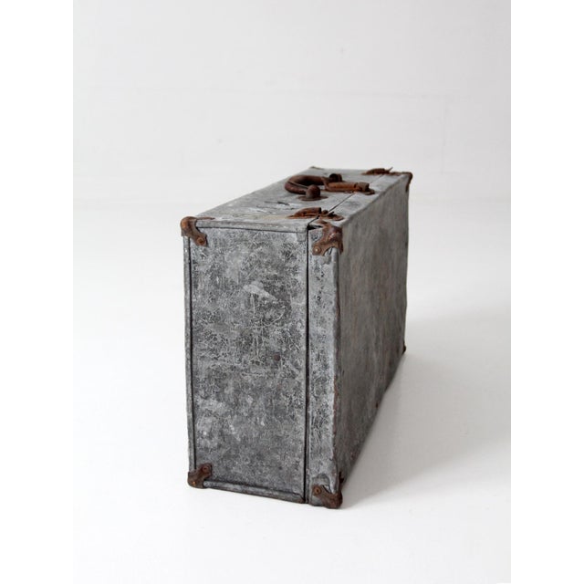 Antique Galvanized Metal Travel Case For Sale - Image 12 of 18