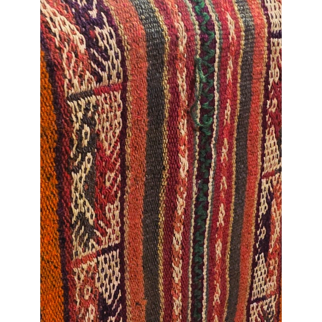 A striking vintage Andean handwoven wool textile dating to approximately the 1960s, distinguished by its substantial...