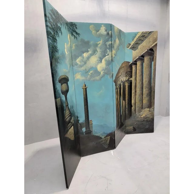 Traditional Vintage Italian Hand Painted Screen Styled After Maitland-Smith For Sale - Image 3 of 7