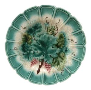 19th Century Majolica Leaves Plate Sarreguemines