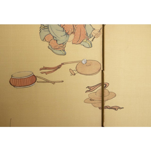 1960s "Hide-and-Seek" by Lu Feng, Vintage Chinese Painted Silk Screen For Sale - Image 5 of 18