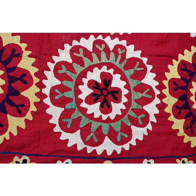 Vintage Hand Embroidered Suzani Wall Hanging, 1920s For Sale - Image 10 of 18