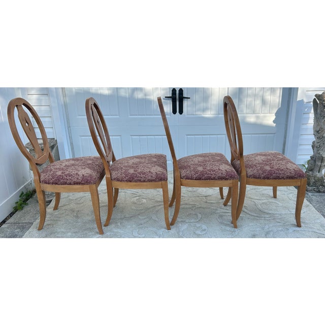 Wood Vtg. Set of Six Ethan Allen Shield Back Transitional Style Dining Chairs For Sale - Image 7 of 17