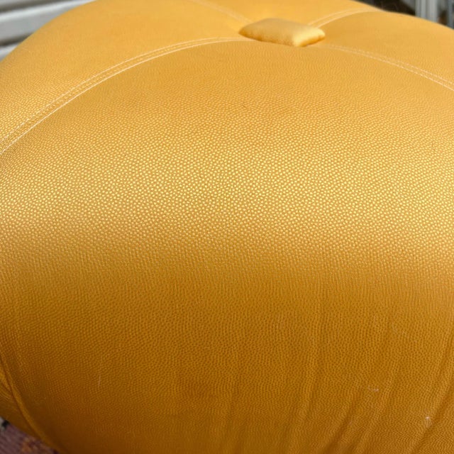 Gold 1980 Marge Carson Style Souffle Pouf Ottoman in Gold For Sale - Image 8 of 8
