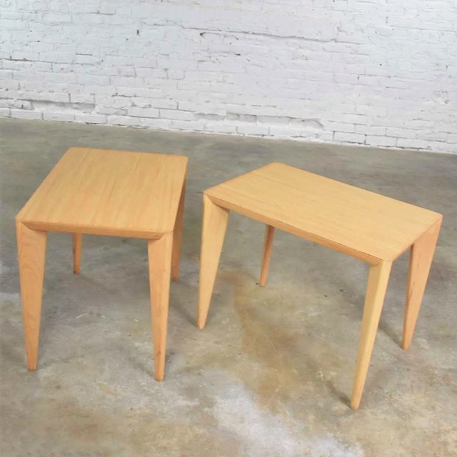 Mid 20th Century Mid Century Modern Blonde Side Tables or End Tables With Laminate Tops a Pair For Sale - Image 5 of 13