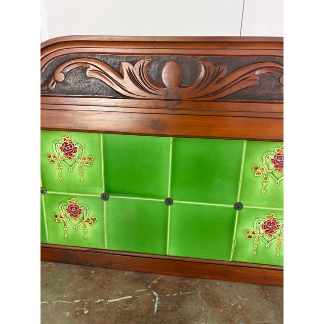 Art Nouveau Edwardian Washstand with Tiled Splashback and Marble Top Wash Basin, 1900 For Sale - Image 9 of 18