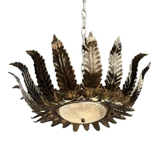 1940’s Italian Sunburst Light Fixture For Sale