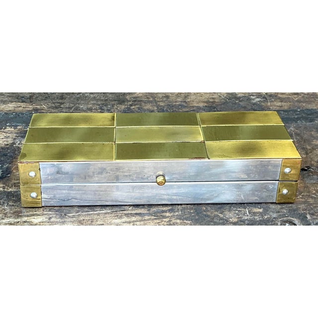 Vintage Checkerboard Brass Box For Sale In West Palm - Image 6 of 12