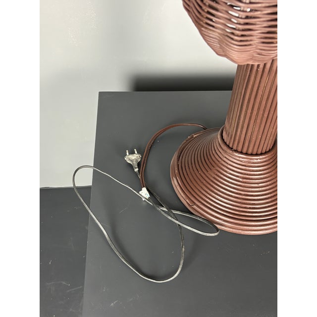 Pencil Reed Rattan Palm Tree Table Lamp in the style of Mario Lopez Torres, 1970s For Sale - Image 15 of 17