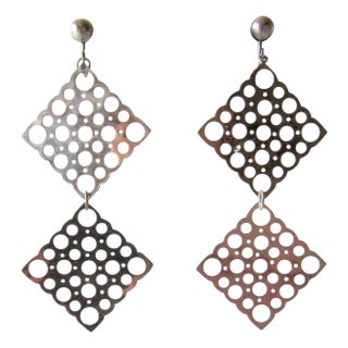 Lisa Vitali Sterling Silver Finnish Modernist Pitsi Dangling Earrings For Sale
