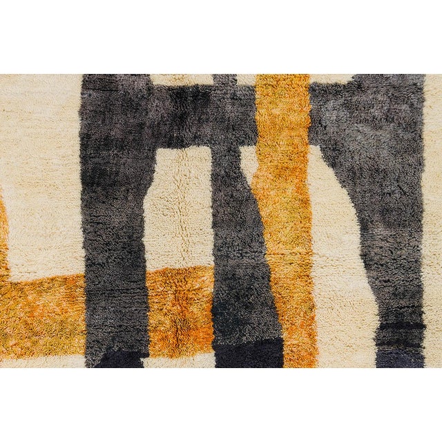 Abstract Hand-Knotted Wool Rug | 9'5" X 6'8" | One of a Kind For Sale - Image 4 of 7