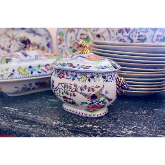 Ceramic Set of English Ironstone Porcelain “Flying Bird” Pattern - 24 Pieces For Sale - Image 7 of 12