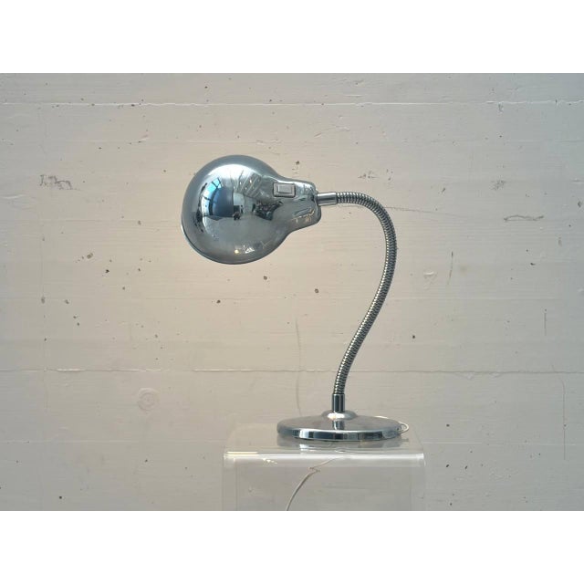 Chrome Table Lamp with Gooseneck, Italy, 1960s For Sale - Image 4 of 18