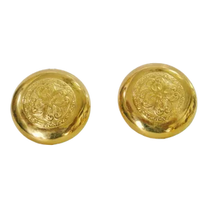 1980s Givenchy Polished Gold-Plated Large Carved Signature Earrings - 2 Pieces