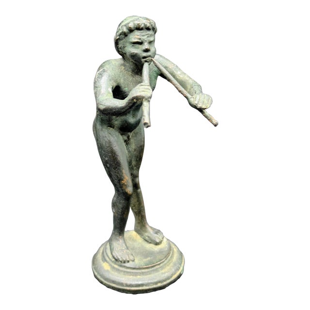Italian Grand Tour Era Bronze Statuette: After "Young Faun With the Flute" For Sale