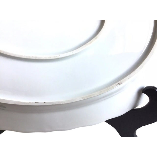 Blue Antique Furstenberg Germany Blue Pink Floral Gold Accent Scalloped Edge Platter For Sale - Image 8 of 10