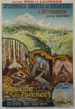 1920s Original French Travel Poster, Merveille Des Pyrenees, Entre Pau Et Lourdes (Pyrenee Region)