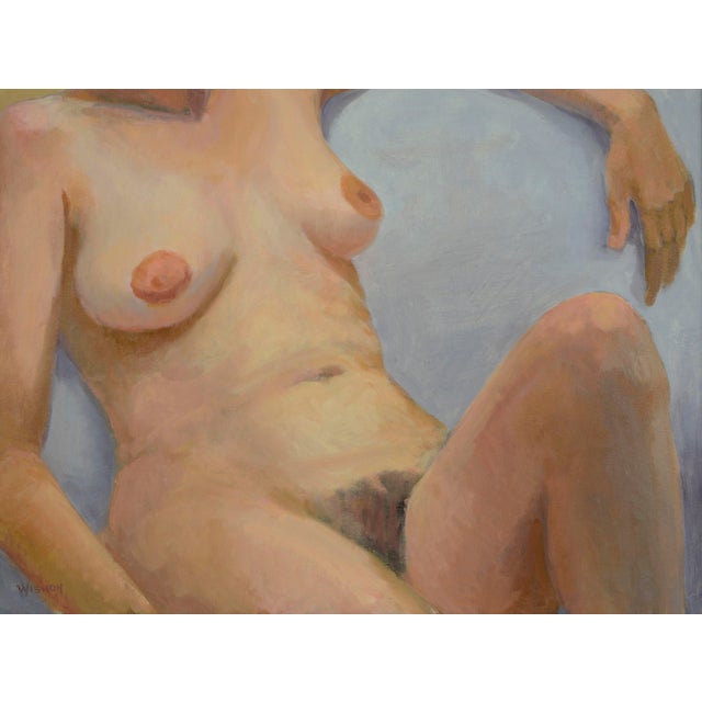 Impressionist Seated Female Nude Figure in Oil on Canvas by George Wishon For Sale - Image 3 of 9