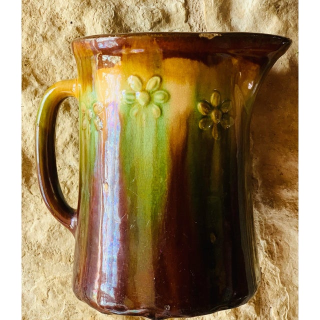 Antique Stoneware Majolica Pitcher With Botanical Motif For Sale - Image 11 of 12