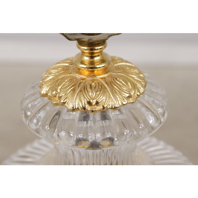 Brass 1980s Pair Sunning Italian Brass & Crystal Urn Style Table Lamps For Sale - Image 8 of 16