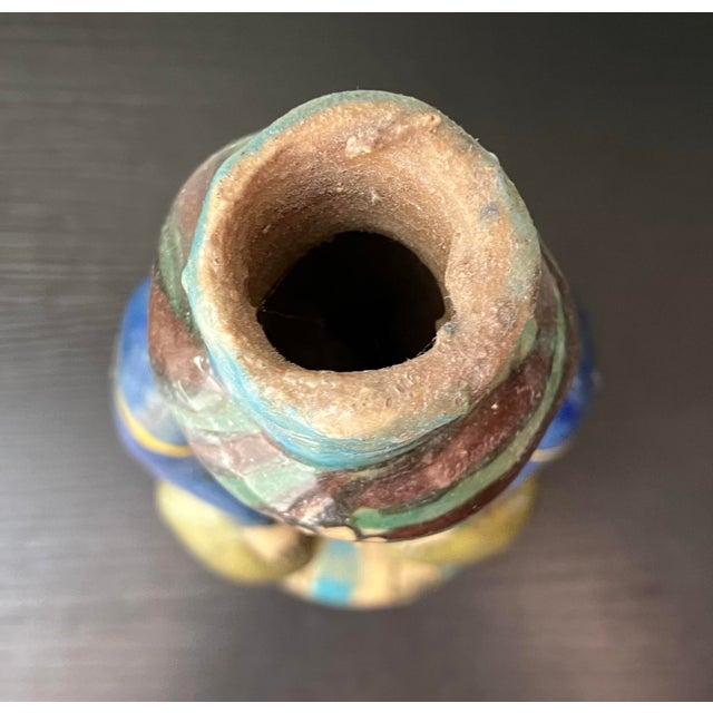 Mid–Late 19th Century Persian Qajar Dynasty Polychrome Fritware Figural Flask For Sale - Image 11 of 12