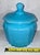 Shabby Chic Rare Baby Blue Mayfair Open Rose Depression Glass Cookie Jar For Sale - Image 3 of 12