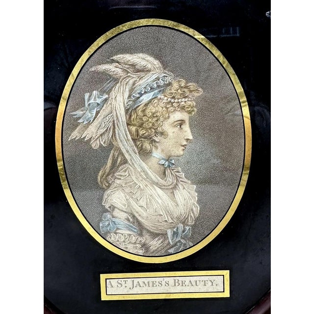 Late 18th Century Antique Regency Pair Francesco Bartolozzi Hand Colored Stipple Engraving Lady. For Sale - Image 5 of 8
