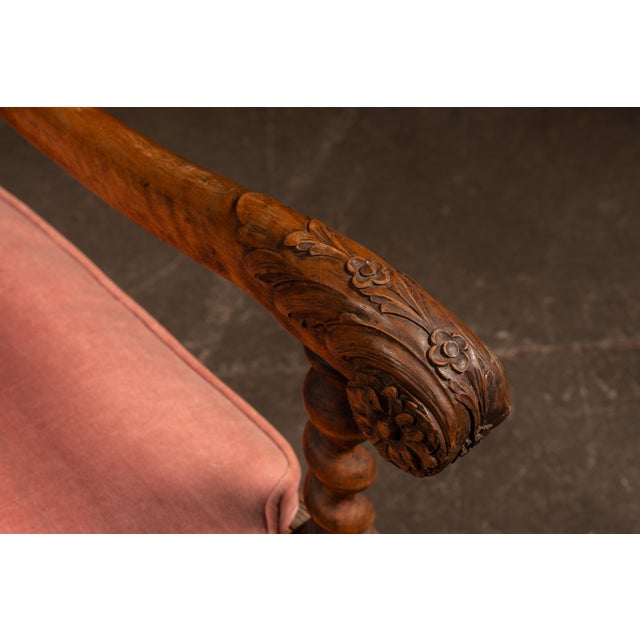 19th Century Ornate Carved Throne With Intricate Cane Backrest For Sale - Image 10 of 17