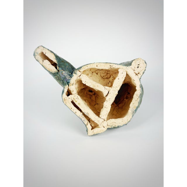 Signed 1995 One-of-a-Kind Modernist Studio Ceramic Reclining Female Sculpture in Verdigris Glaze For Sale - Image 11 of 12