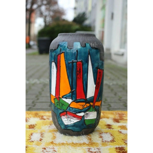 Blue Vintage Floor Vase from Scheurich, 1970s For Sale - Image 8 of 8