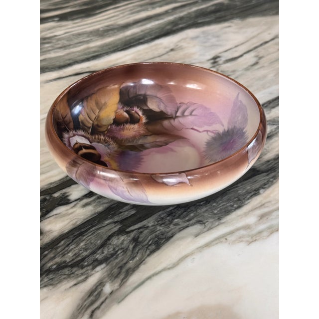 1930's Noritake Morimura Japan Chestnut Motif Hand Painted Decorative Bowl For Sale - Image 9 of 15