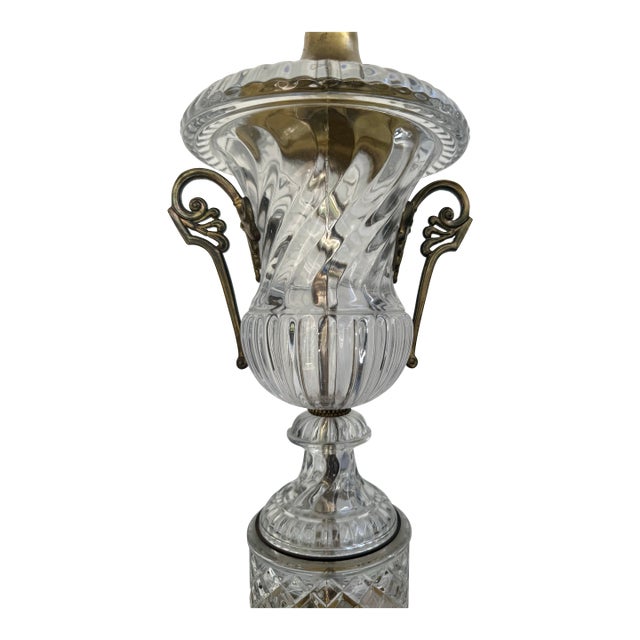 Fine glass and brass table lamp in the classic Paul Hanson style, appearing to be an exact copy of a Baccarat lamp. This...