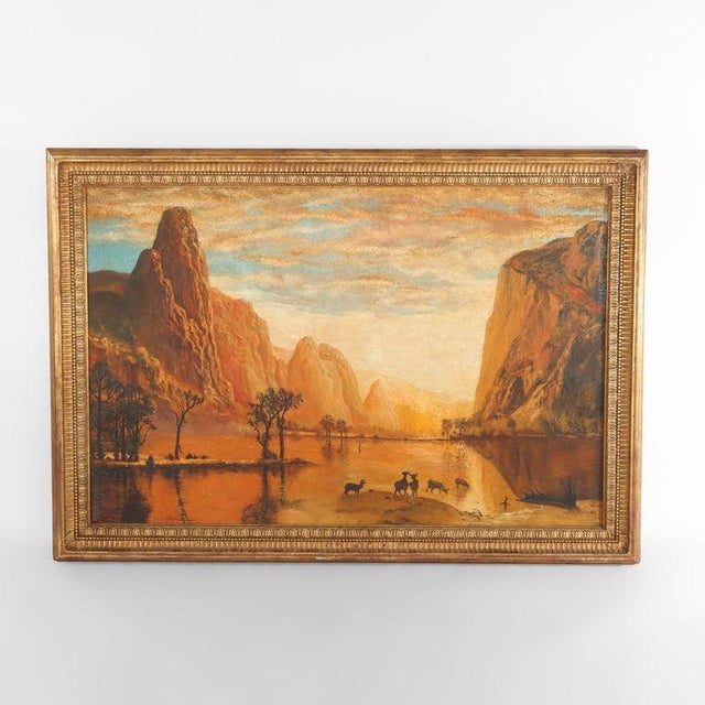 Monumental Antique Hudson River School Oil on Canvas Southwestern Landscape For Sale - Image 12 of 16