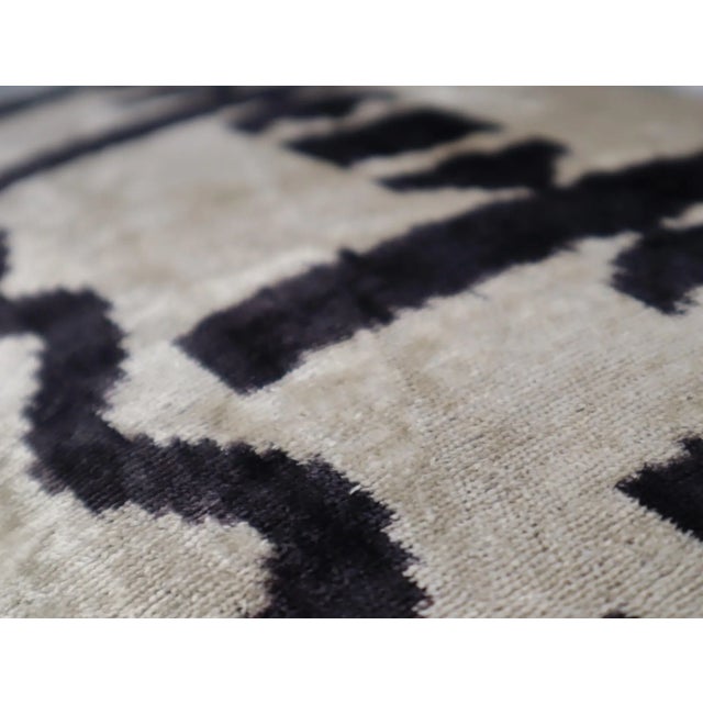 Handmade Black & White Silk Velvet Throw Pillow & Down Insert For Sale - Image 4 of 12