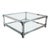 Midcentury Square Lucite Coffee Table With Chromed Metal Details For Sale
